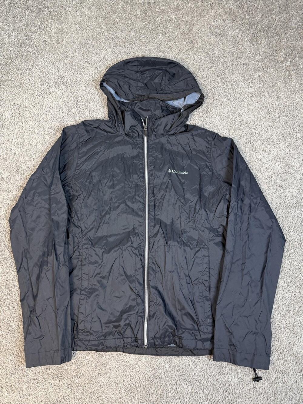 Columbia Switchback III Jacket Womens XL Black Windbreaker Hooded Nylon Pockets
